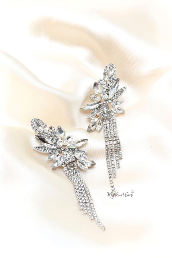 Q.Josephine-tassel handcrafted silver bridal earrings