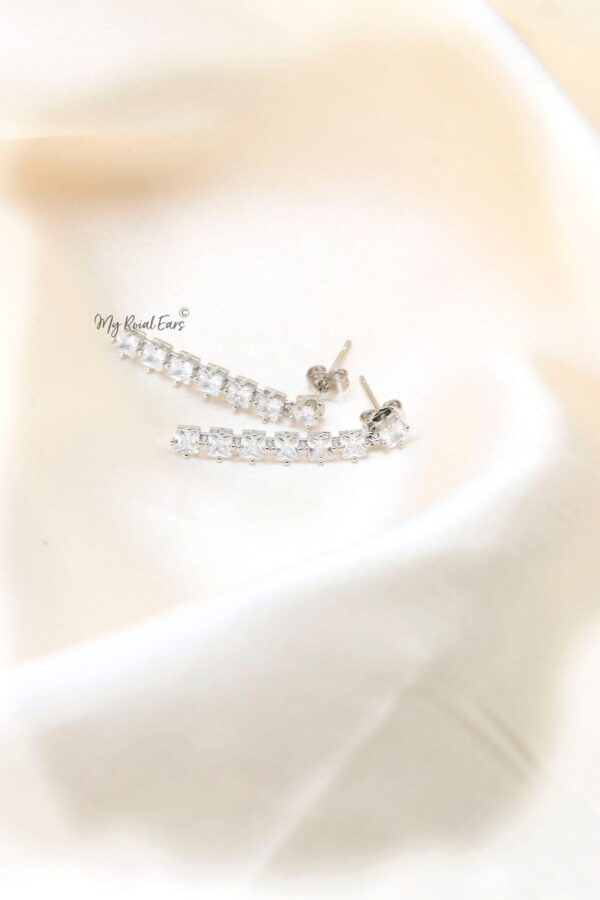 Q.Amirat- 925 silver plated bridal drop earrings - Image 2