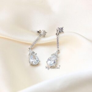 Q.Yvette-silver plated zirconia bridal drop earring