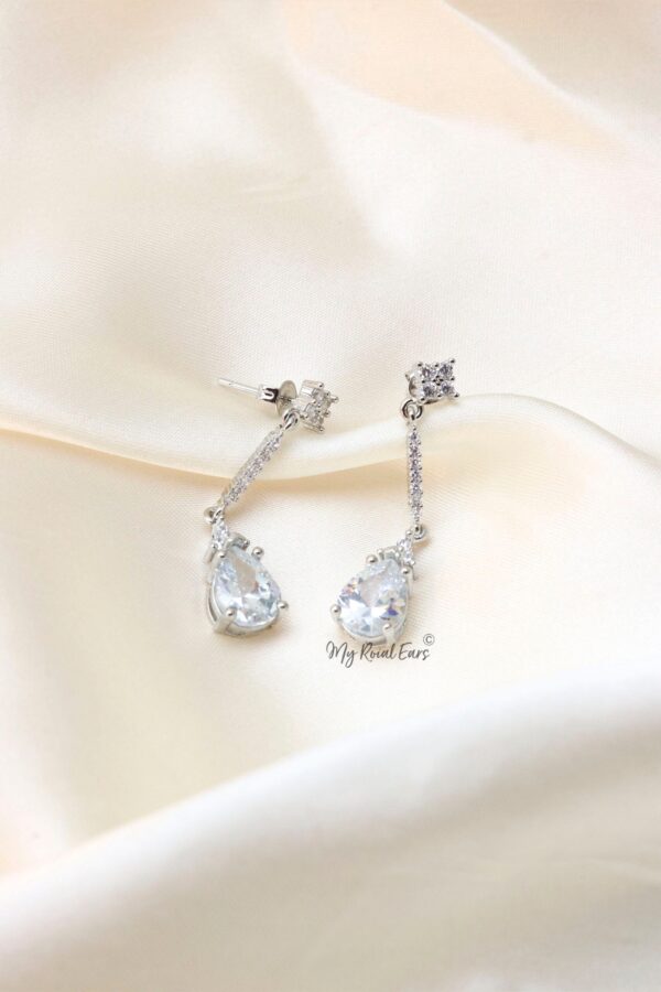 Q.Yvette-silver plated zirconia bridal drop earring
