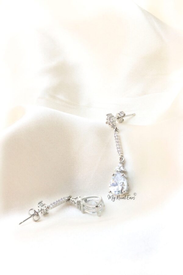 Q.Yvette-silver plated zirconia bridal drop earring - Image 2
