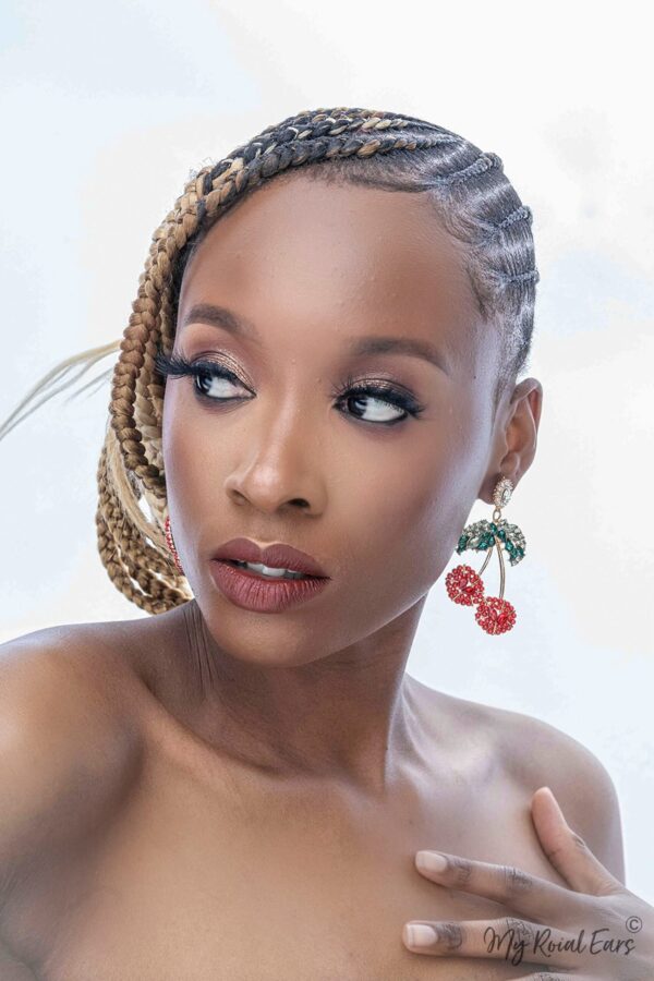 Dua L- crystal cherry drop earrings - Image 4