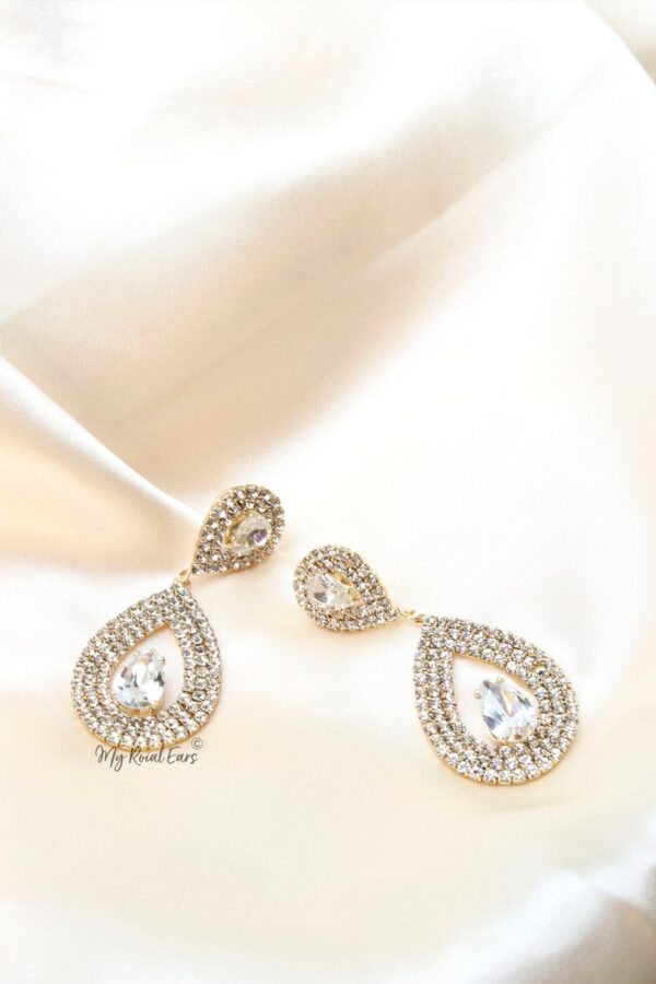 Q.MADELINE Gold-cubic zirconia statement drop earrings - Image 4