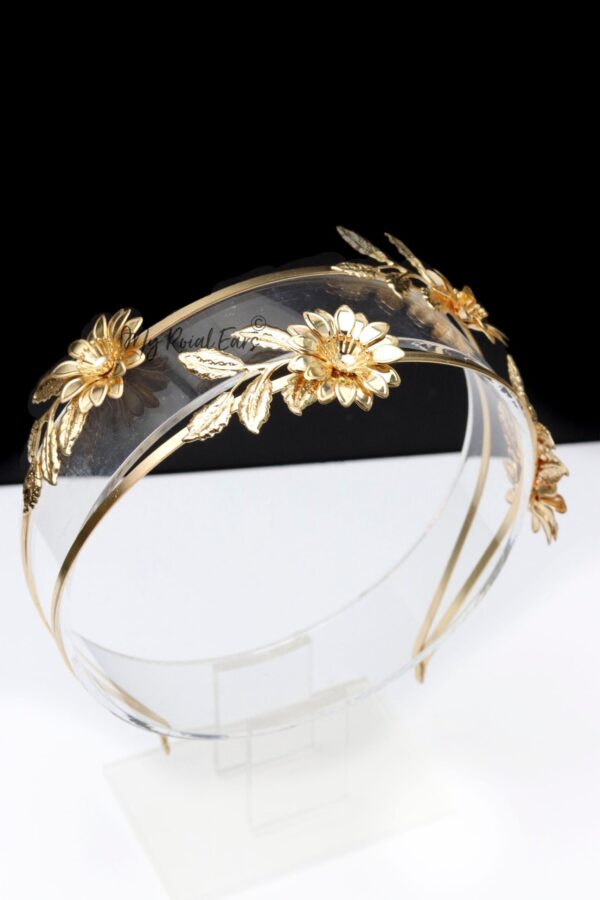 Queen Titania-gold floral headband - Image 8