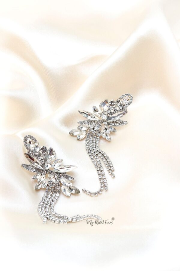 Q.Josephine-tassel handcrafted silver bridal earrings - Image 4