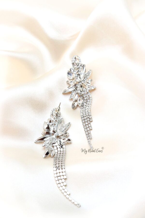 Q.Josephine-tassel handcrafted silver bridal earrings - Image 3