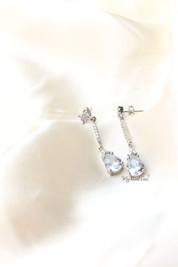 Q.Yvette-silver plated zirconia bridal drop earring - Image 4