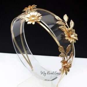 Queen Titania-gold floral headband