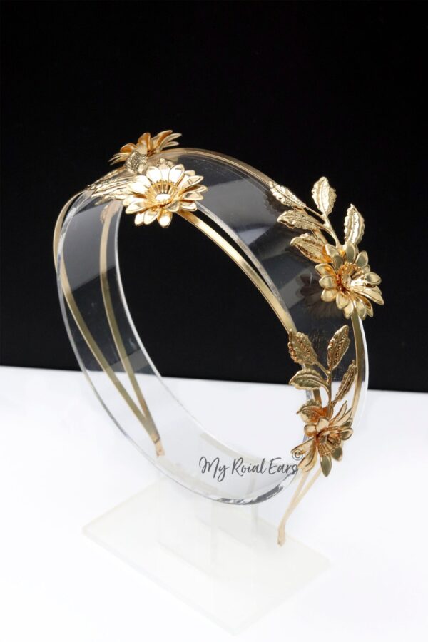 Queen Titania-gold floral headband