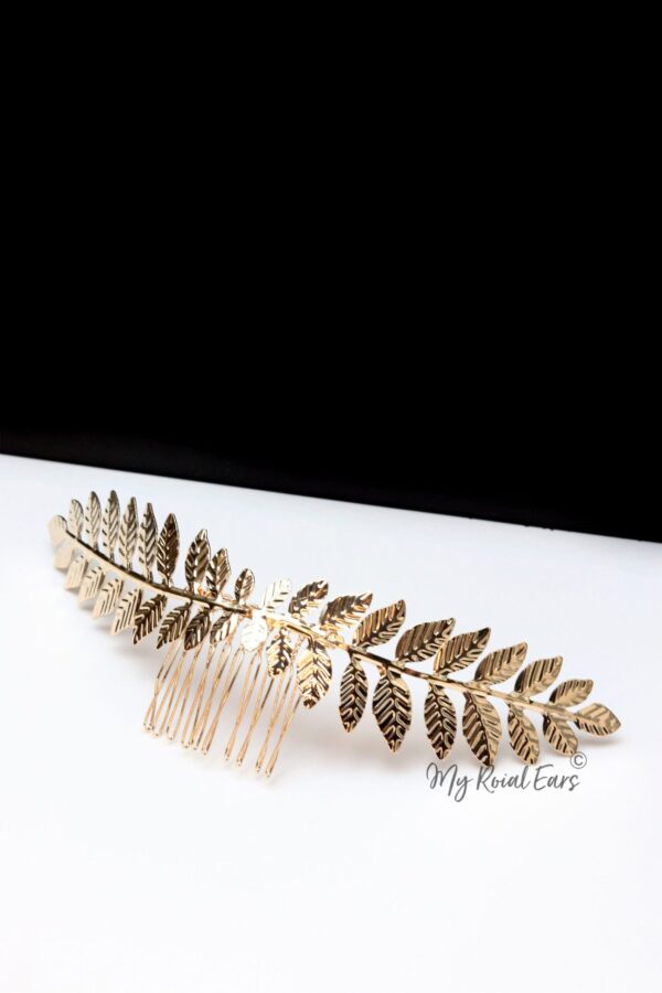 Queen Stephanie- roman gold hair comb headpiece