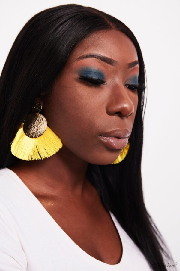 Annual Delphinium- gold and yellow tassel earrings - My Roial Ears LTD