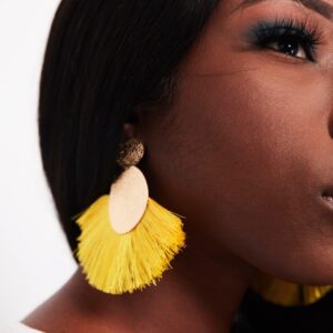 Annual Delphinium- gold and yellow tassel earrings - My Roial Ears LTD