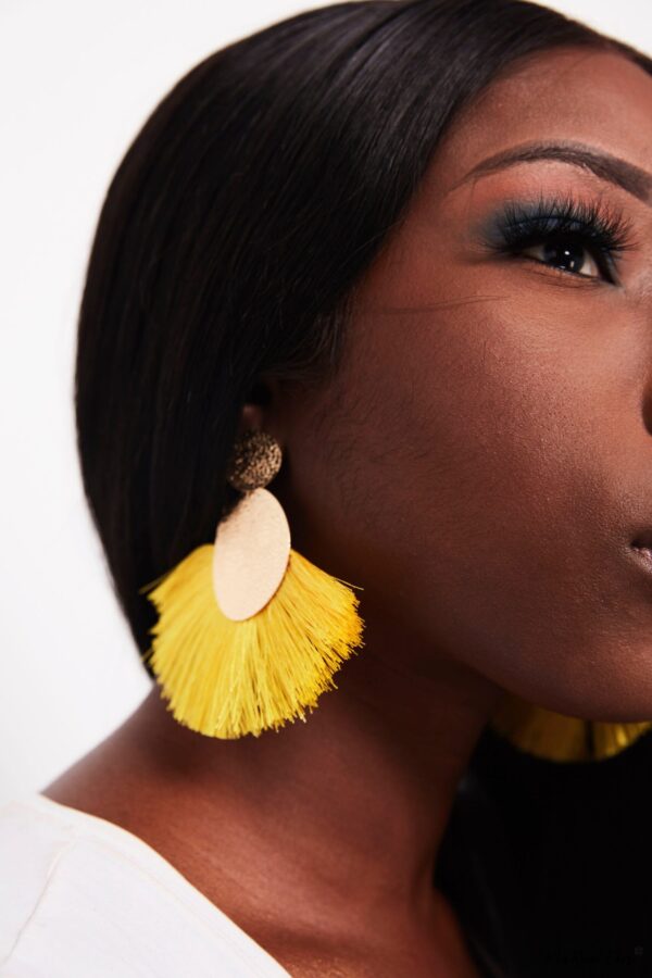 Annual Delphinium- gold and grey tassel earrings - My Roial Ears LTD