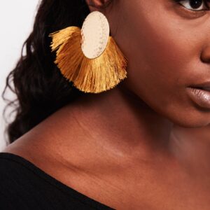 Blue Passion- golden egg shaped tassel earrings - My Roial Ears LTD