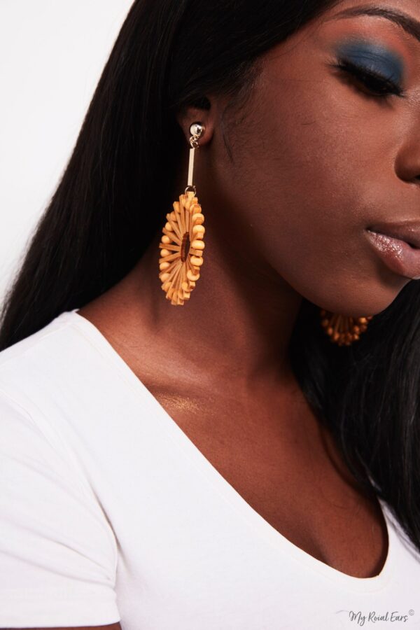 Blood Lily-wooden hoop drop earrings - My Roial Ears LTD