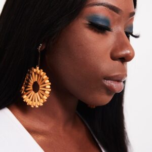 Blood Lily-wooden hoop drop earrings - My Roial Ears LTD