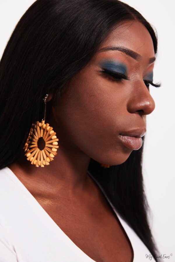 Blood Lily-wooden hoop drop earrings - My Roial Ears LTD
