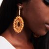 Blood Lily-wooden hoop drop earrings - My Roial Ears LTD