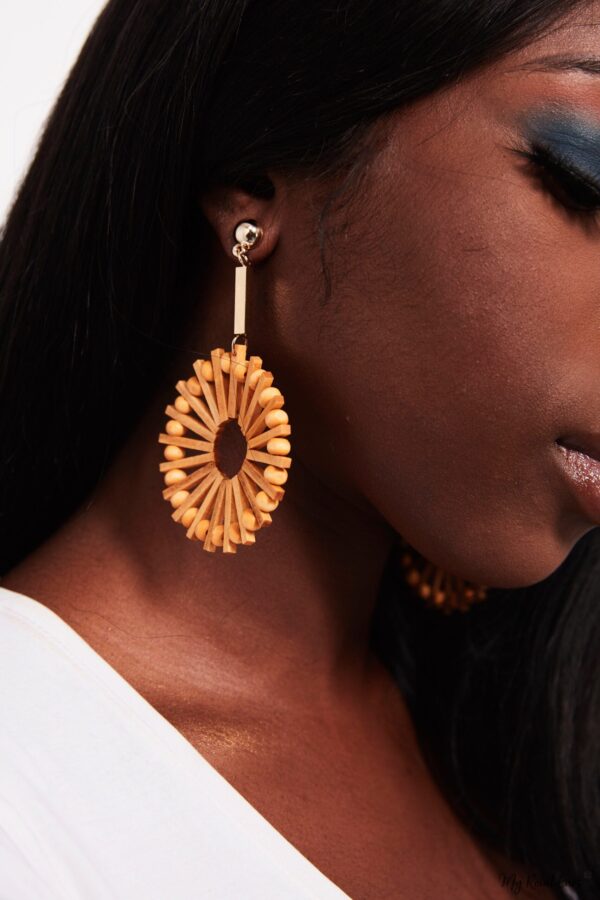 Blood Lily-wooden hoop drop earrings - My Roial Ears LTD