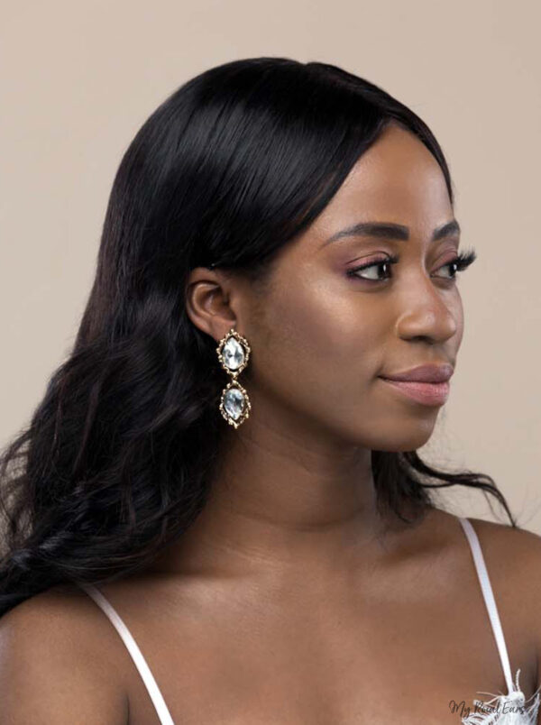 Q.KATE-exquisite antique gold plated crystal earrings - My Roial Ears LTD