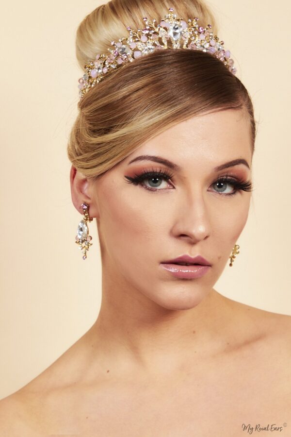 Queen Maggie- elegant royal pink tiara and earring set - My Roial Ears LTD