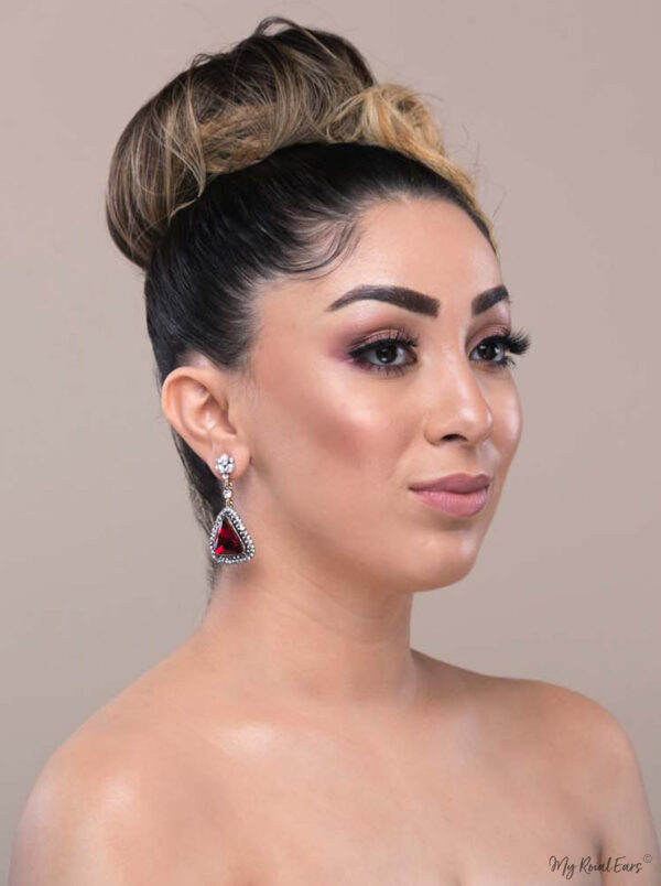 Q.LOUISE-sophisticated triangular dangle drop bridal earrings - My Roial Ears LTD