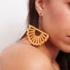 Decorative Dahlia-wooden fan shaped earrings - My Roial Ears LTD