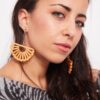 Decorative Dahlia-wooden fan shaped earrings - My Roial Ears LTD