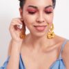 Ipomoea Indica- clipon gold statement drop earrings - My Roial Ears LTD