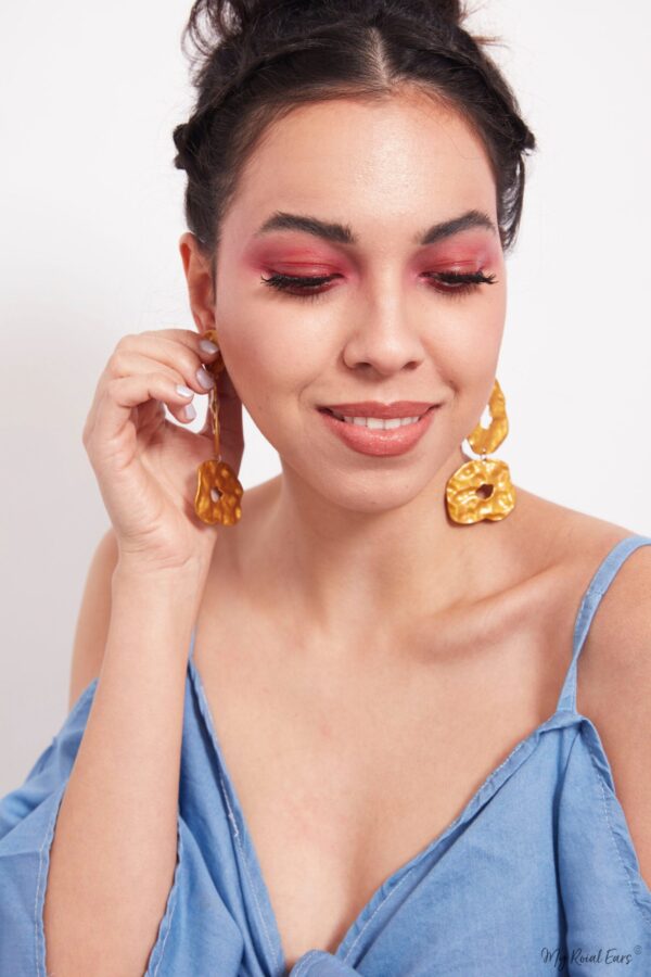 Ipomoea Indica- clipon gold statement drop earrings - My Roial Ears LTD