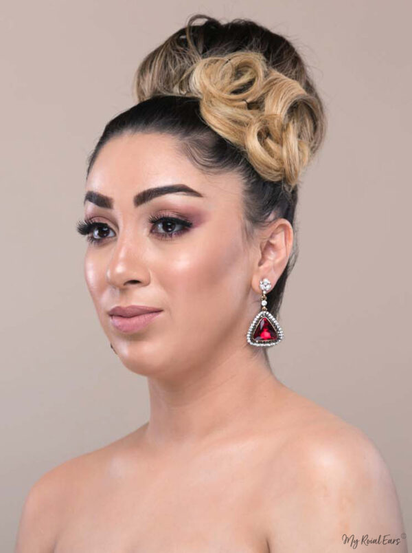 Q.LOUISE-sophisticated triangular dangle drop bridal earrings - My Roial Ears LTD