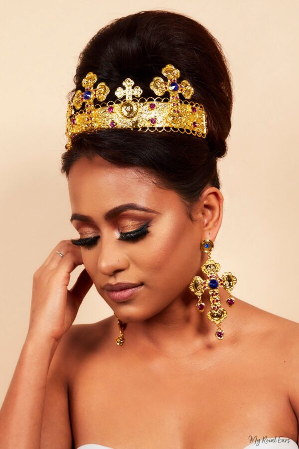 Queen Harriet-Baroque Cross Tiara and Earring Set - My Roial Ears LTD