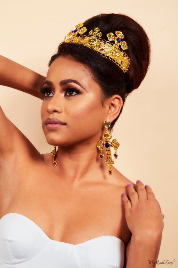 Queen Harriet-Baroque Cross Tiara and Earring Set - My Roial Ears LTD