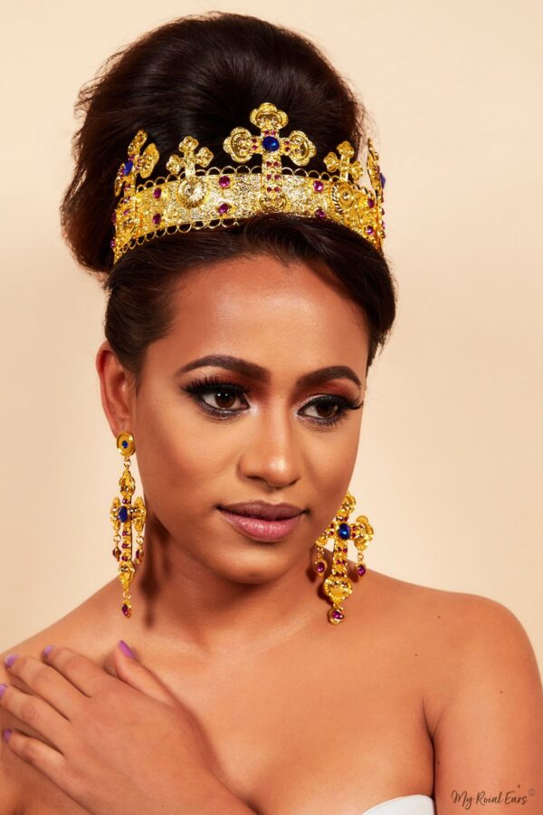 Queen Harriet-Baroque Cross Tiara and Earring Set - My Roial Ears LTD