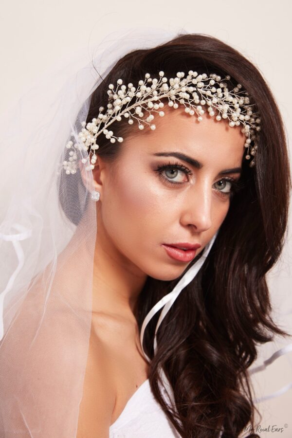 Queen Malka-a silver plated pearl headpiece - My Roial Ears LTD