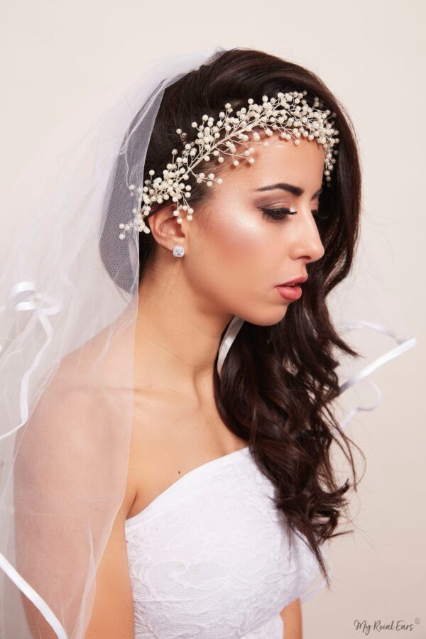 Queen Malka-a silver plated pearl headpiece - My Roial Ears LTD