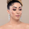Q.PHILIPPA-peacock feather crystal bridal drop earrings - My Roial Ears LTD