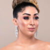 Q.PHILIPPA-peacock feather crystal bridal drop earrings - My Roial Ears LTD