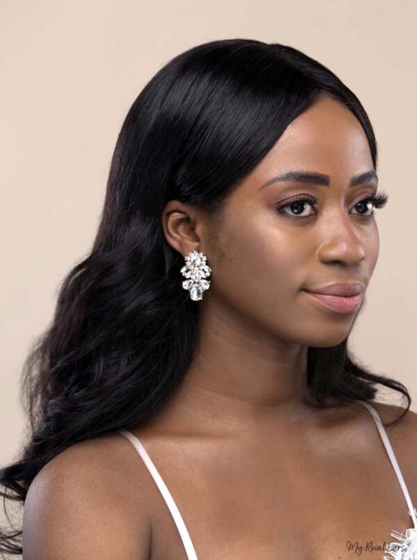 Q.SAVANNAH Stud-gold plated glass crystal bridal stud earrings - My Roial Ears LTD