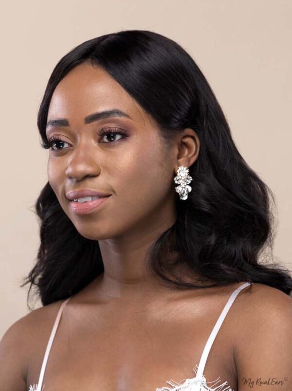 Q.SAVANNAH Stud-gold plated glass crystal bridal stud earrings - My Roial Ears LTD