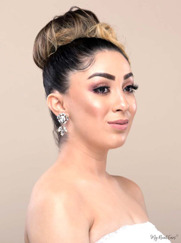 Q.URSULA- handmade elegance drop statement bridal stud earrings - My Roial Ears LTD