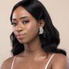 Q.VICTORIA-modern geometric clear crystal bridal stud earrings - My Roial Ears LTD