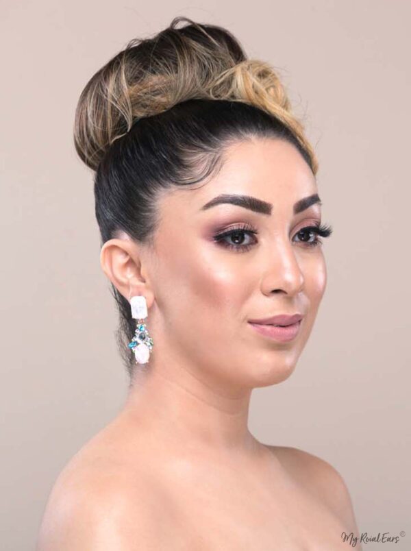 Q WANDA-imperial multi colored crystal pebble bridal earrings - My Roial Ears LTD