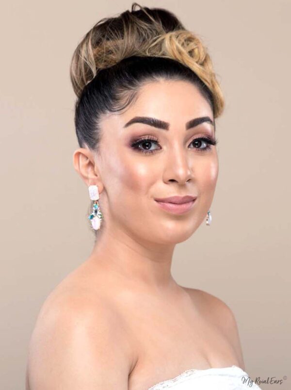 Q WANDA-imperial multi colored crystal pebble bridal earrings - My Roial Ears LTD
