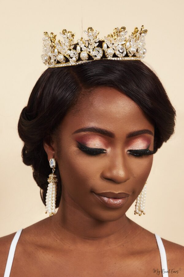Queen Helen- pearl gold crystal crown - My Roial Ears LTD
