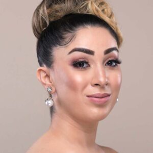 Q.ZARA-pearl antique gold rhinestone bridal drop earrings - My Roial Ears LTD