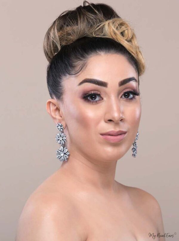 Q Caroline-bridal statement swarovski luxury bridal drop earring - My Roial Ears LTD