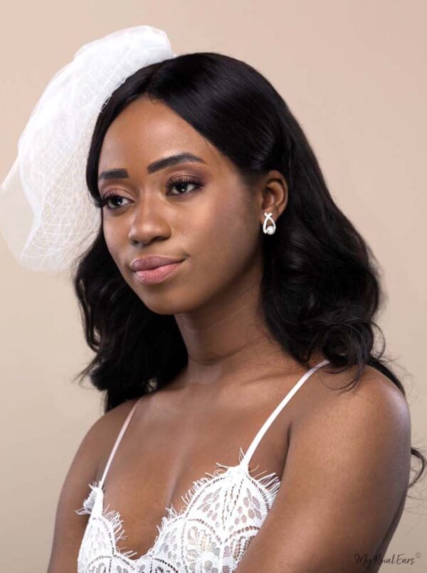 Q.Yasmin Stud-stunning statement rhinestone pearl bridal stud earrings - My Roial Ears LTD