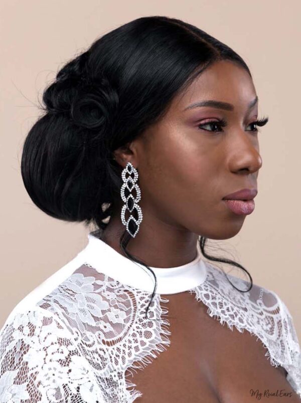 Q.Savannah-long crystal statement drop earrings - My Roial Ears LTD