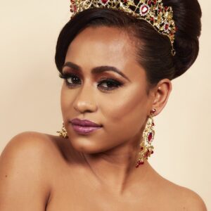 Queen Eva- royal gold red crown and earring Set - My Roial Ears LTD